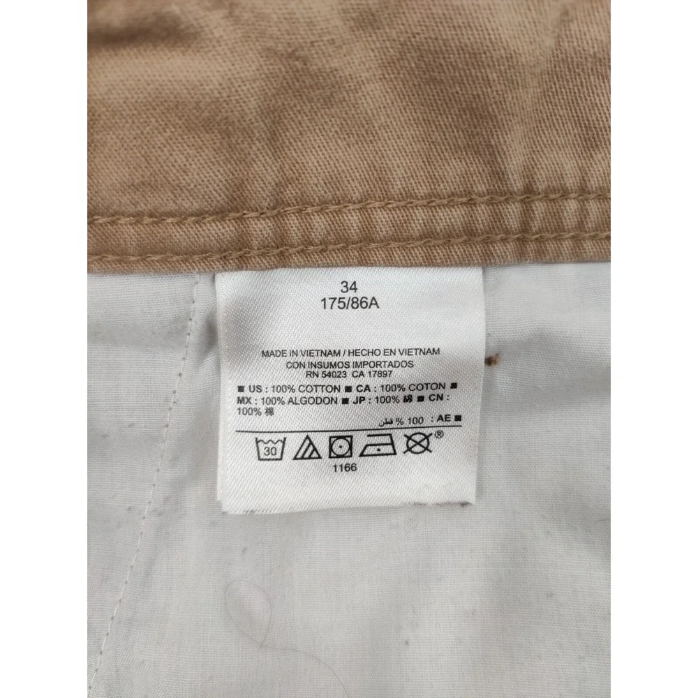 Old Navy Men 34 Cargo Shorts Khaki Tan Cotton Twill Utility Hiking Pockets 35x10